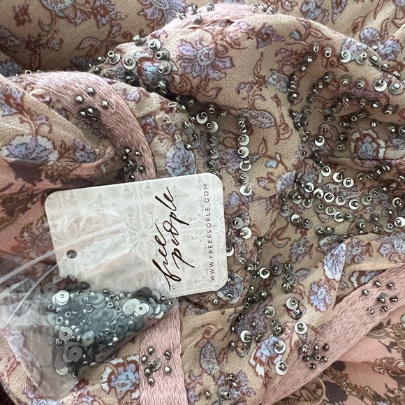 Free People Dusty Pink Floral Forever Time Maxi Dress babydoll empire waist Med - Picture 12 of 12